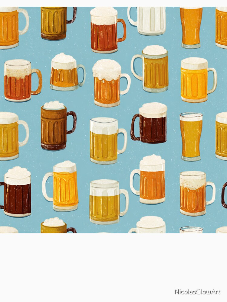 Retro Beer Mugs Pattern Craft Beer Lover Design by NicolasGlowArt