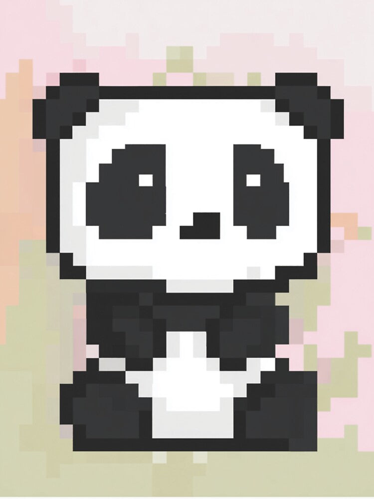 Minimalist Pixel Panda  Soft Aesthetic Animal Design by Pixel8Prints