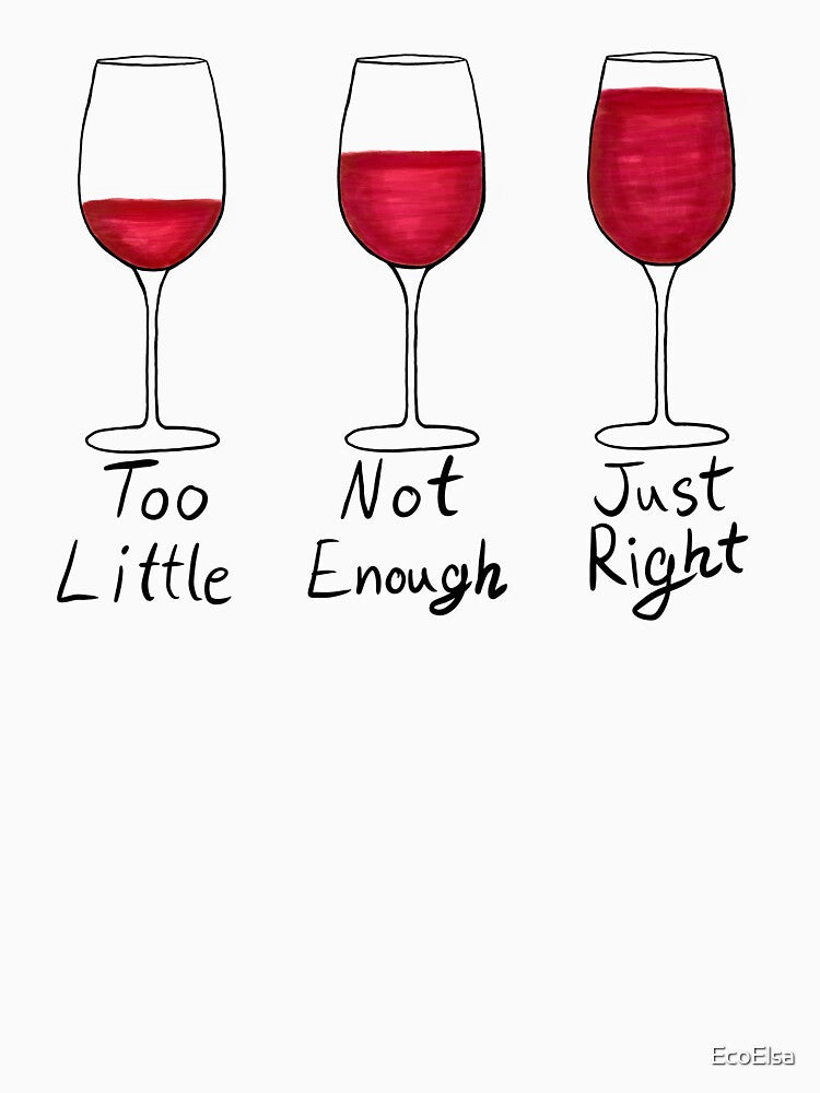 The Correct Amount of Wine - Red Wine Black Text by EcoElsa
