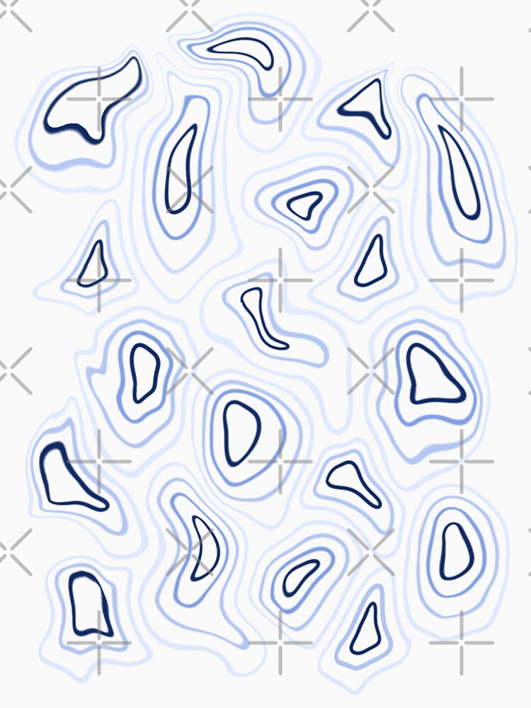 Blue Minimalist Geode Drawing by velvetearth