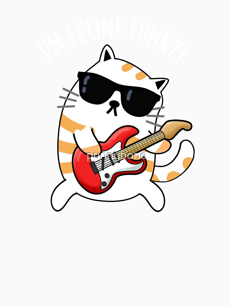 I'm Feline Funky Funny Cat Pun (Dark BG) by punnybone