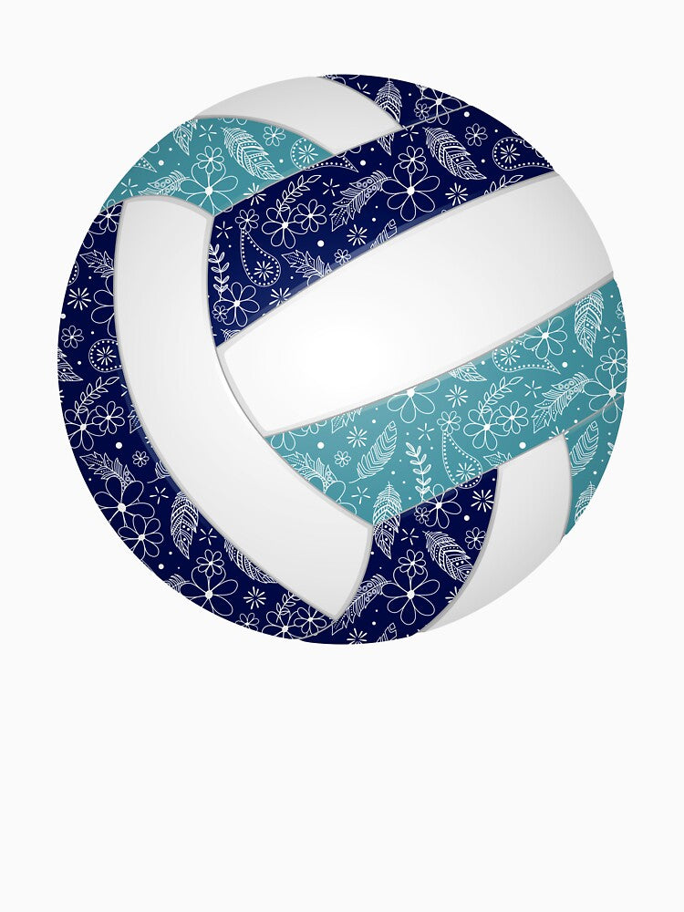 Boho feathers paisleys navy blue teal volleyball by katzdzynes
