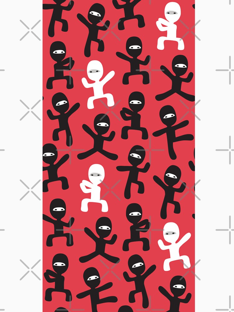 ninjas - black and white on red by littlearrow