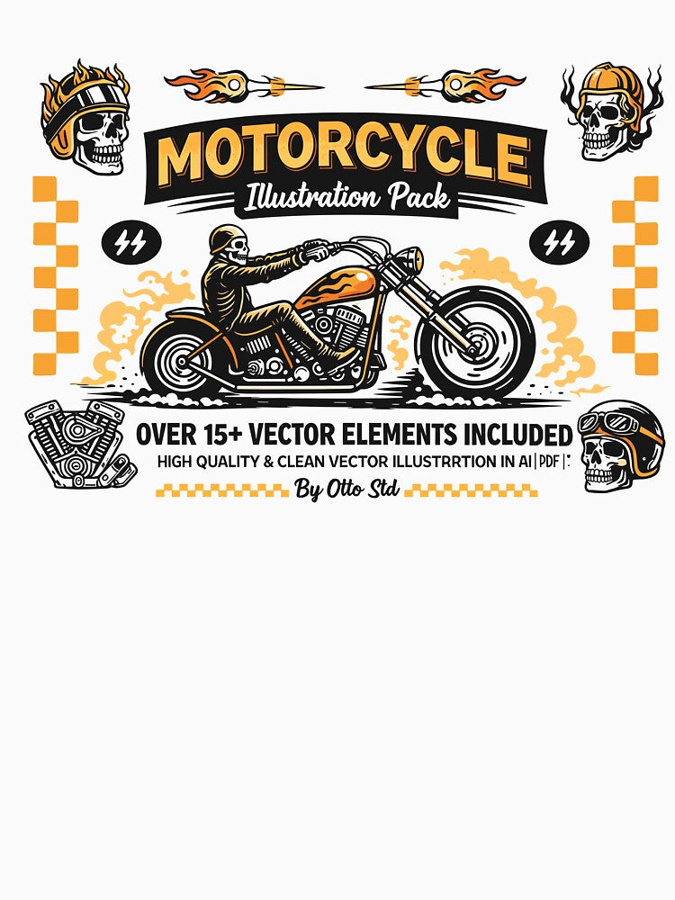 Motorcycle Illustration Pack T-Shirt by Matinez Pink