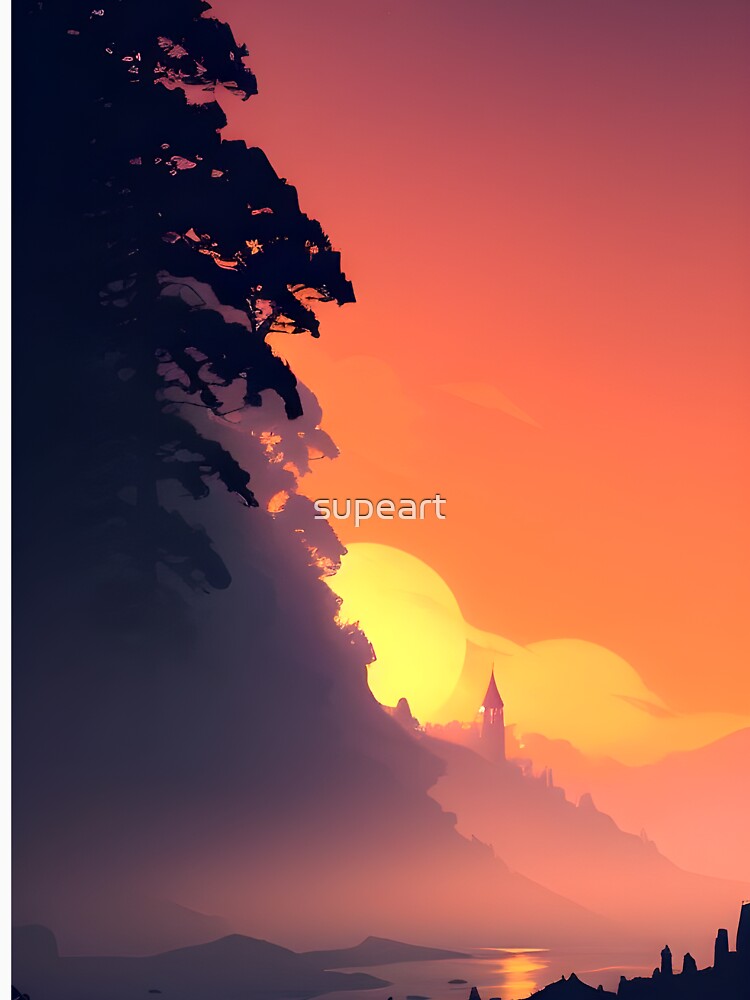 Enhance Your Home with Our Beautiful Collection of Minimalist Landscape River View Prints by supeart