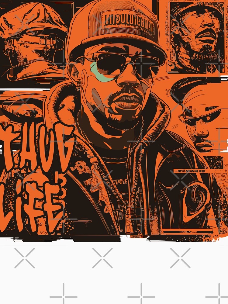 Thug Life Masterpiece Featuring Black Men on Orange Pattern by diegomenjivar92