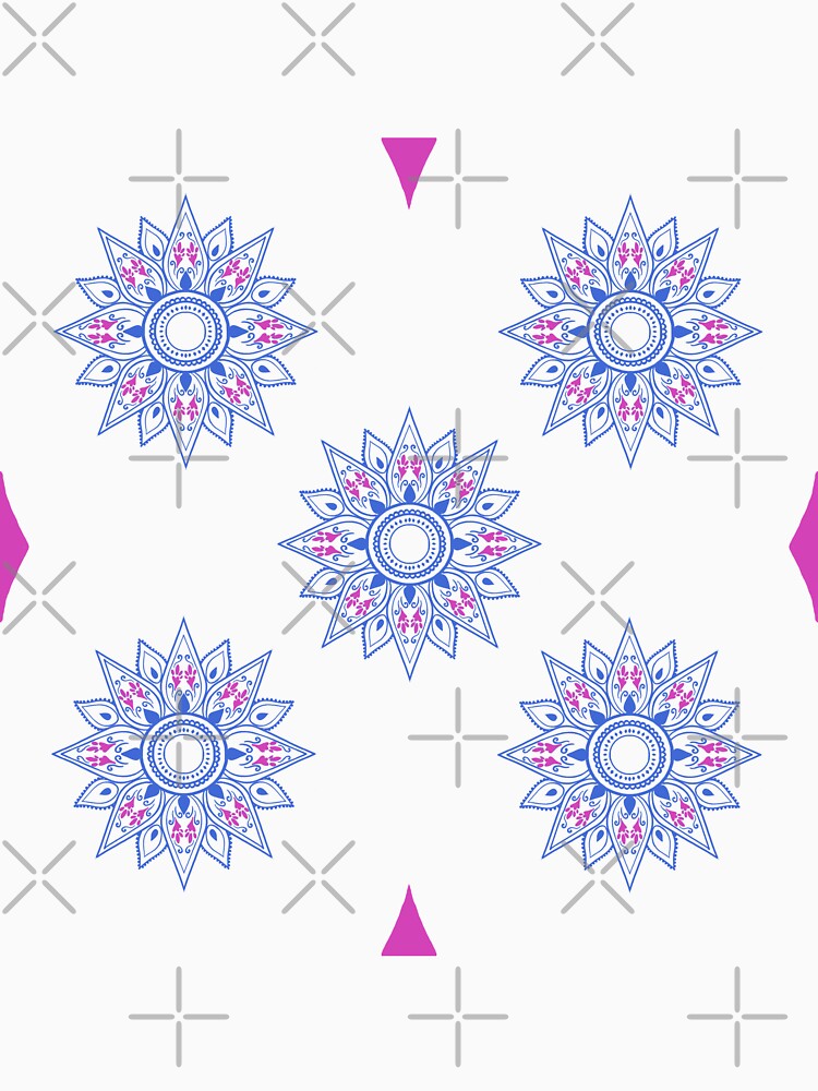 Flower patterns blue on black by Chaoticzarts