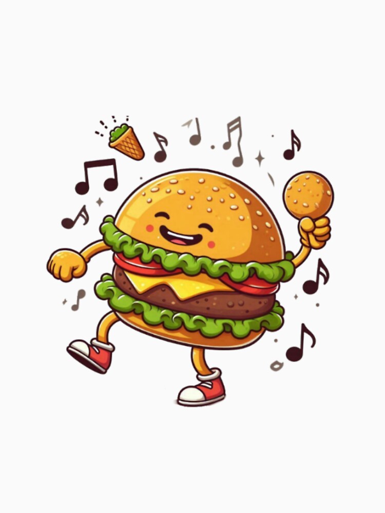 cartoon dancing burger by mr-mudge-store