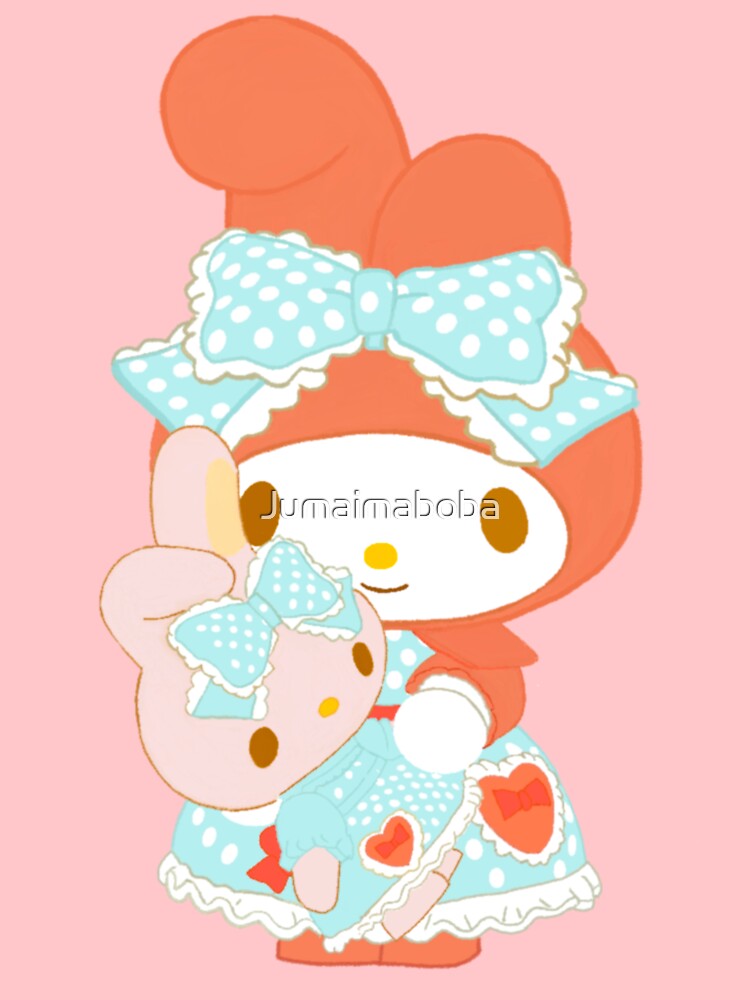 My Melody Tea Party with her doll (Blue background variation) by Jumaimaboba