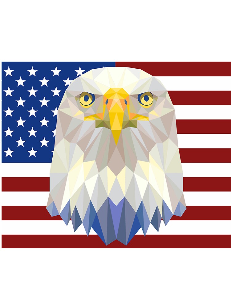 Bald Eagle USA American Flag T-Shirt Geometric Polygon Design Tee by AllStarMerch