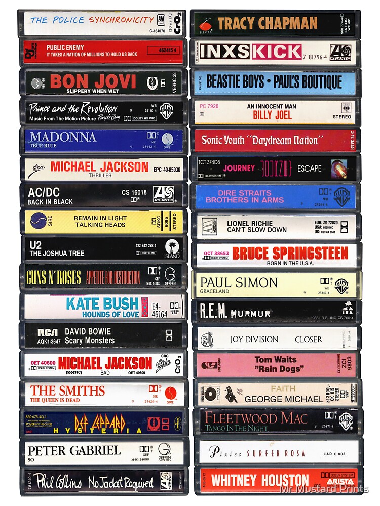 Greatest Albums of the 1980s - Cassette Print by Mr Mustard Prints