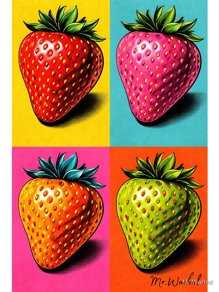 Colorful Pop Art Strawberries – Warhol Inspired Print by Mr.Warhol