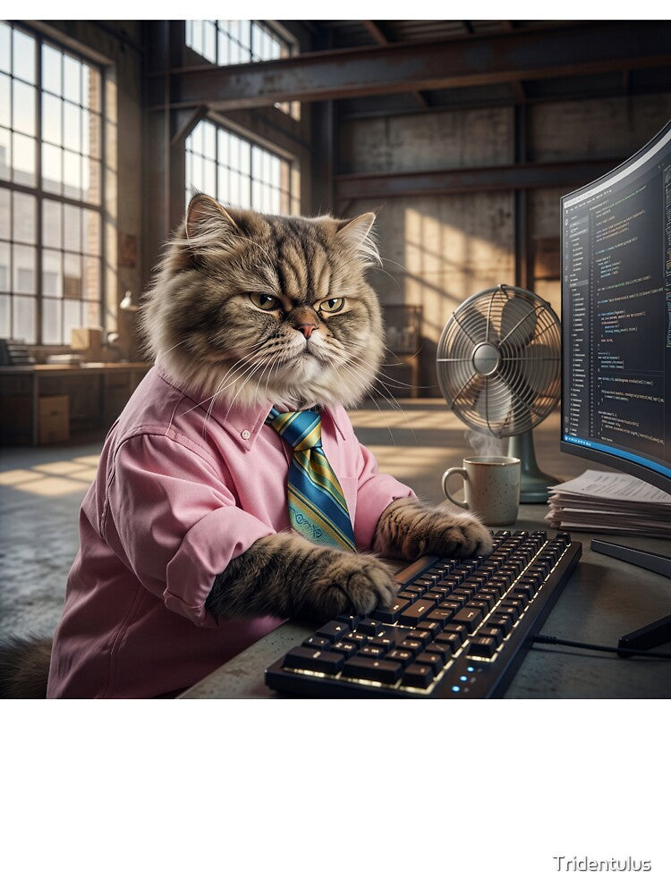 Impeccably Dressed Cat Is Irascible Co-Worker by Tridentulus