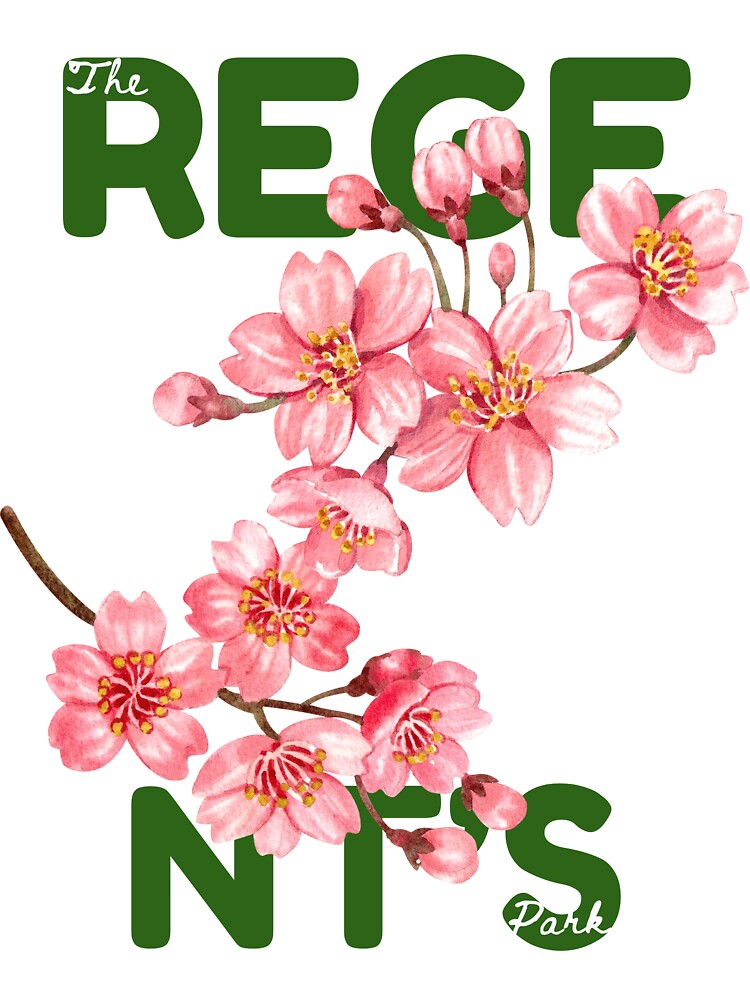 The Regent's Park - Cherry Blossoms - Pink / Dark Green by HomeAgainStudio
