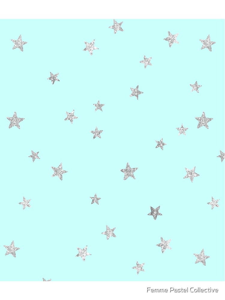 Pretty Y2K Glitter Stars Design in Baby Turquoise by Femme Pastel Collective