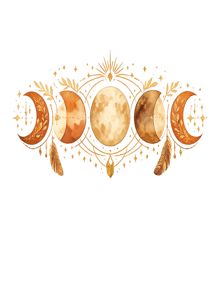 Boho Moon Phases Celestial Design – Bohemian Lunar Cycle Mystic Aesthetic Gold Line Art by ArtWaveStudio8