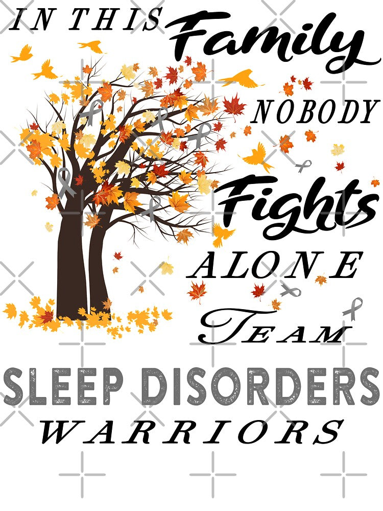 In This Family No One Fight Alone Sleep Disorders Awareness ribbon tree by radianen