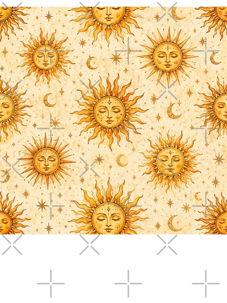 Golden Celestial Suns | Watercolor Seamless Pattern by ITSimagination