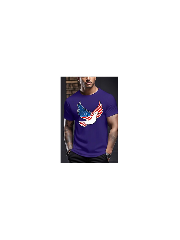 Casual Men's Tee with American Flag Dove Design by Chukszy1