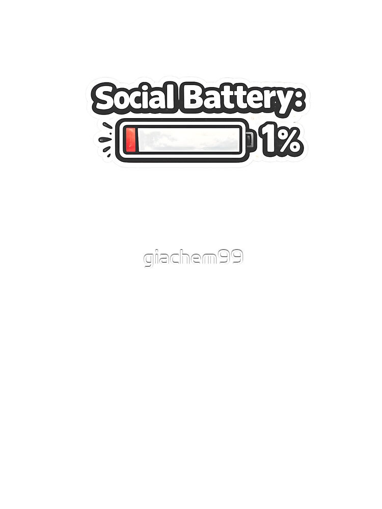 Social Battery 1% Introvert Humor Design by giachem99
