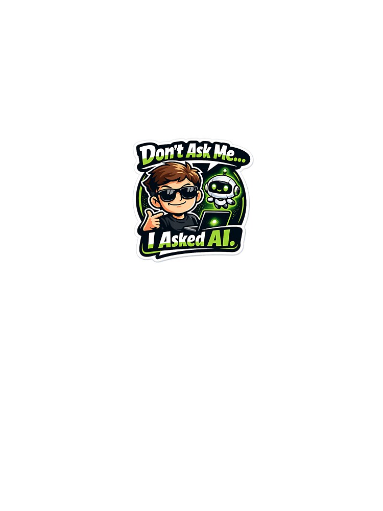 Don’t Ask Me I Asked AI – Funny Tech Meme Sticker by Humpty143