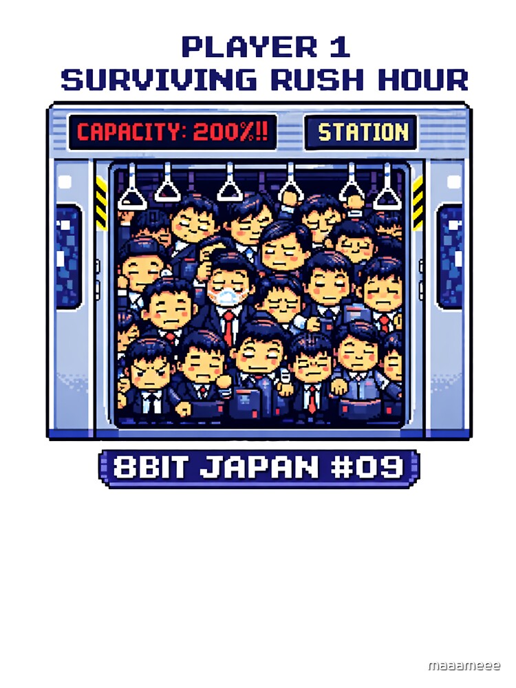 Rush Hour Pixel Train | 8BIT JAPAN Retro Game Design by maaameee