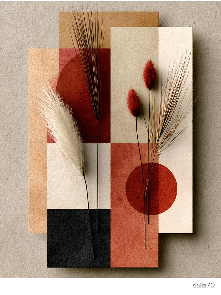 Abstract Dried Wheat Boho Earth Tone Collage by daila70