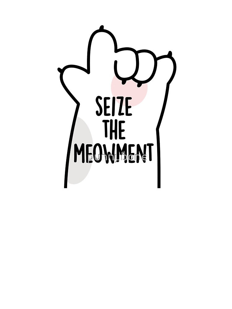 Seize The Meowment Positive Cat Pun by punnybone