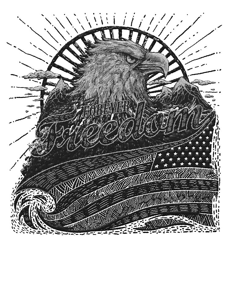 embroidery patch style forever freedom bald eagle sunset american flag illustration by hayrpictures