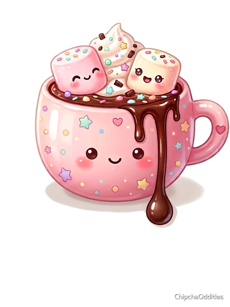 Cute Kawaii Hot Chocolate Mug with Marshmallows by ChipchaOddities