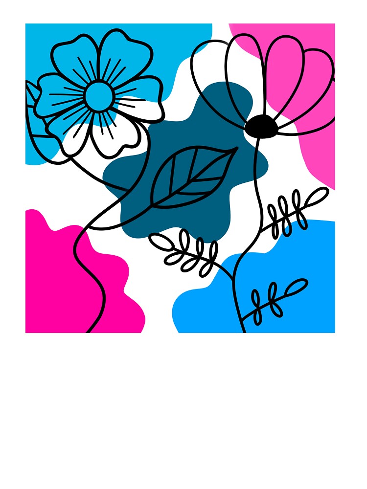 Blue And Pink Boho Floral Minimalism by Sartoris Art