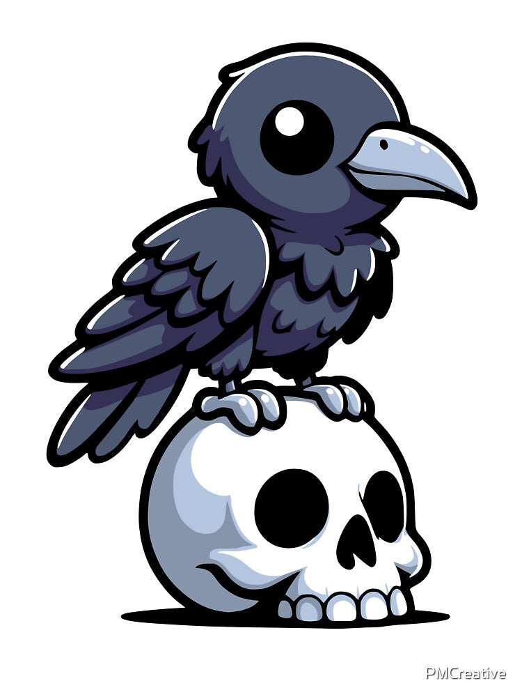 Cute Crow On A Skull by PMCreative
