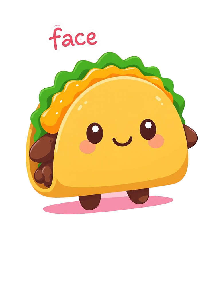 Kawaii Taco with Lettuce & Cheese – Cute Smiling Snack by 001Haiba