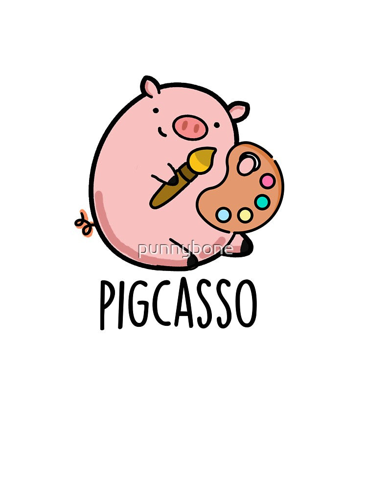 Pigcasso Cute Artist Pig Pun by punnybone