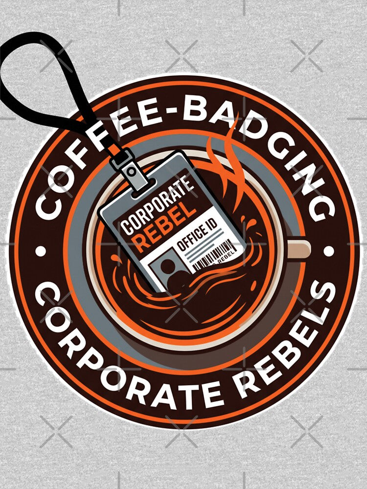 Corporate Rebel Coffee Badge – Funny Office Humor Caffeine Lover Design by KAYJAY DESIGNS