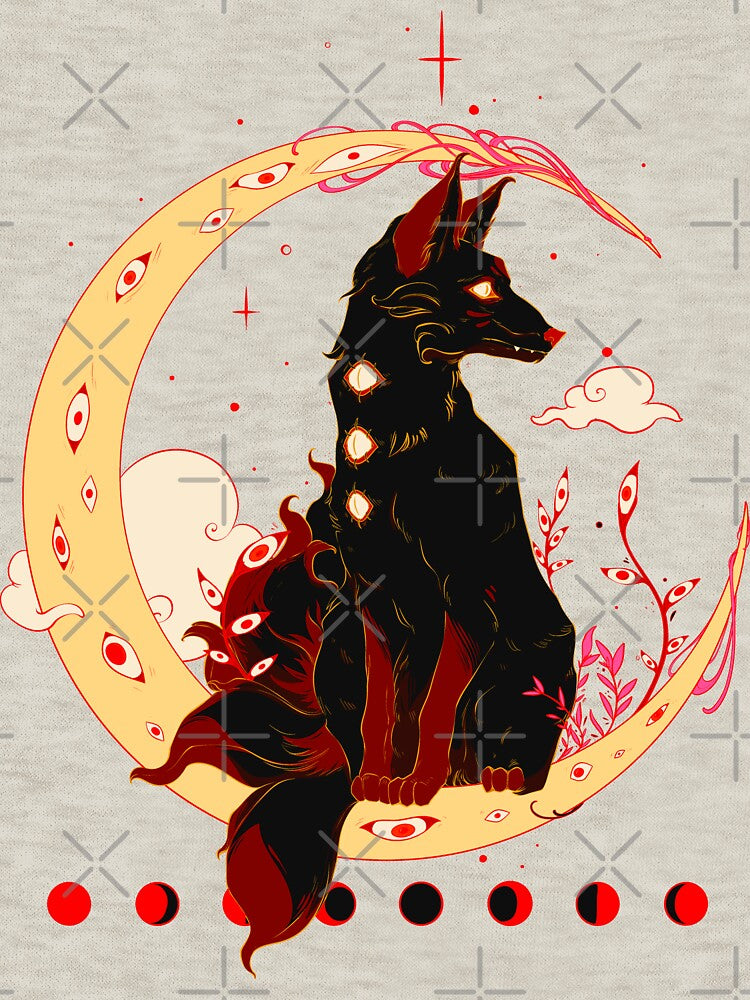 Copy of Kitsune Fox, Japanese Mythology, Japanese Style Art With Cherry Blossom by cellsdividing