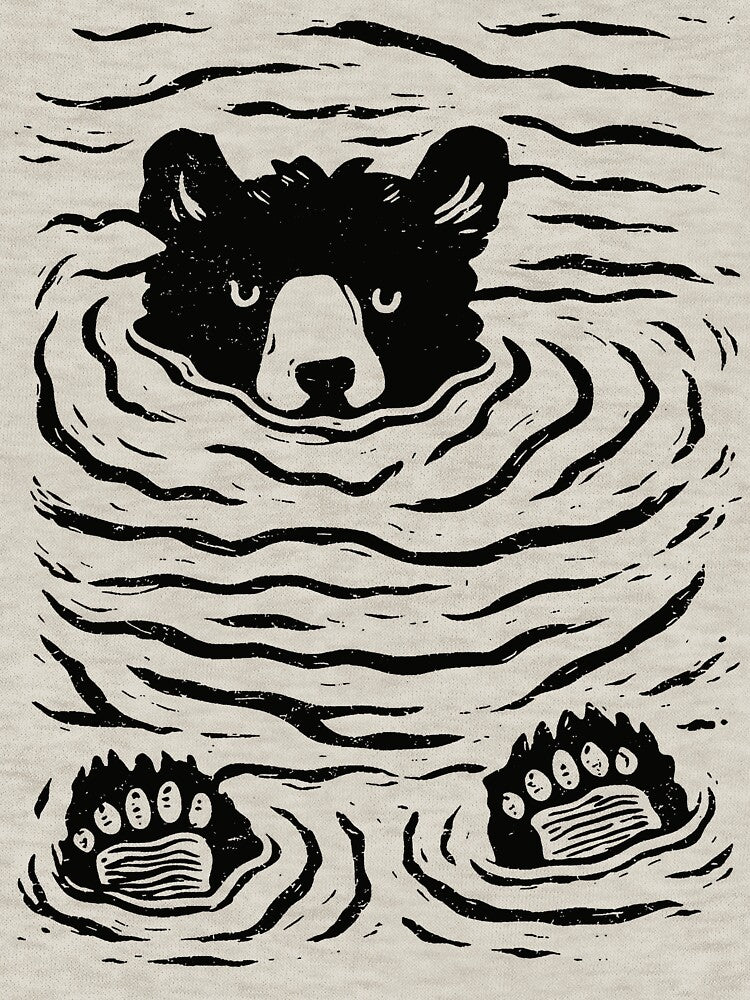 Minimalist Linocut Bear-Retro Nature Art by RandyHaskins
