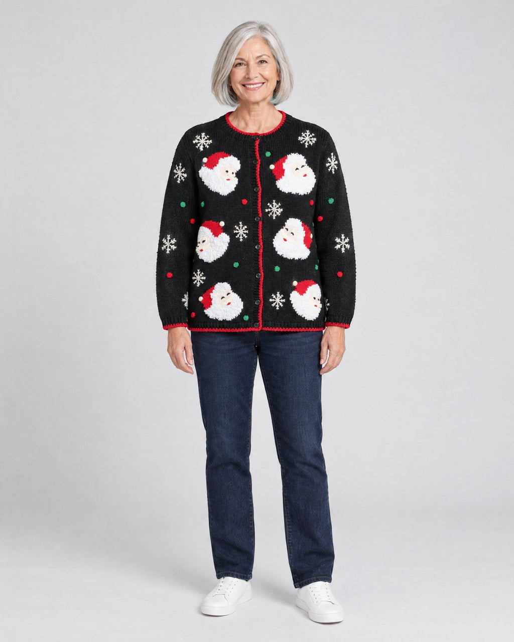 Jolly Santas Faces. Size Large. Christmas Sweater