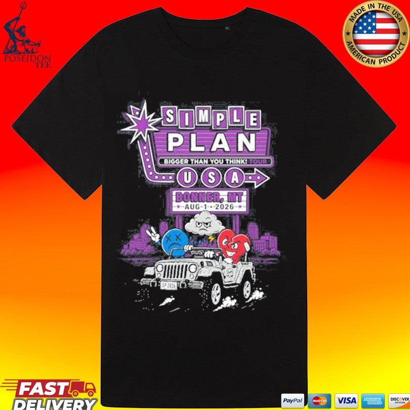 Simple Plan Bonner Mt 2026 Specific City Live At Kettlehouse Amphitheater On August 1 2026 T-shirt