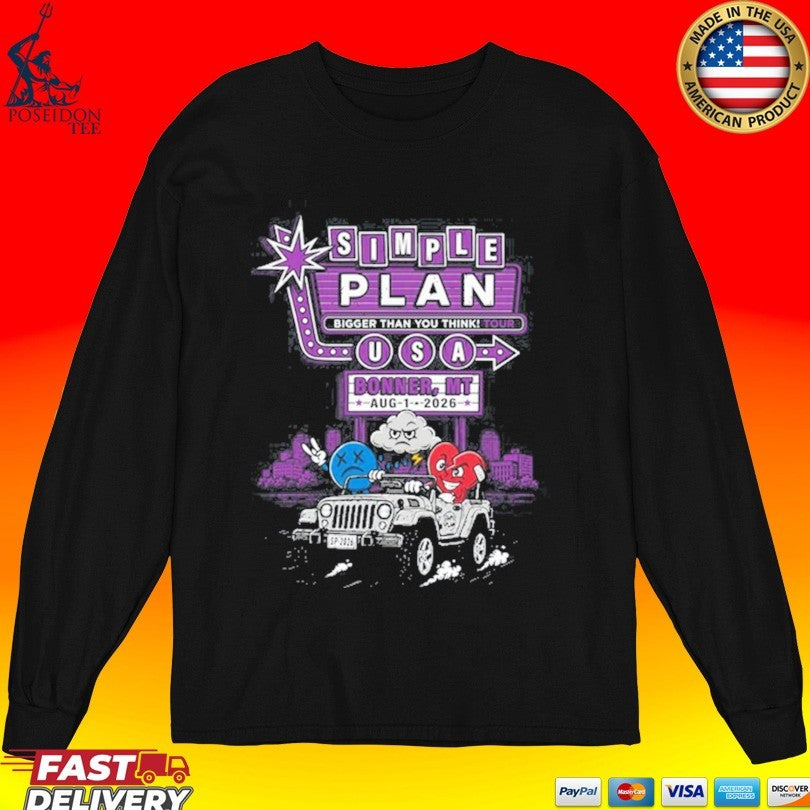 Simple Plan Bonner Mt 2026 Specific City Live At Kettlehouse Amphitheater On August 1 2026 T-shirt
