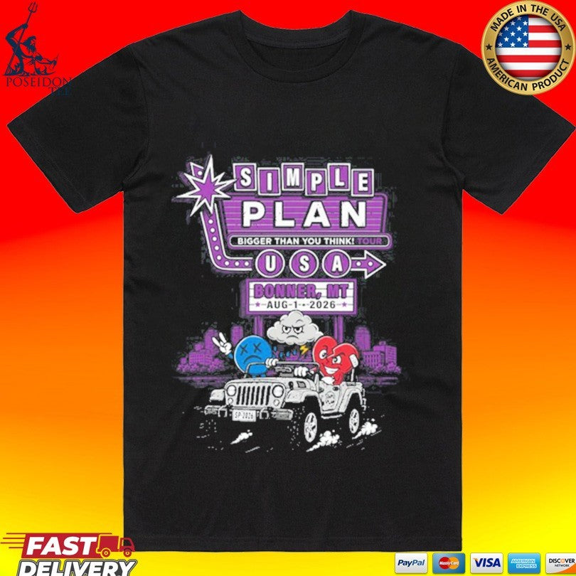 Simple Plan Bonner Mt 2026 Specific City Live At Kettlehouse Amphitheater On August 1 2026 T-shirt