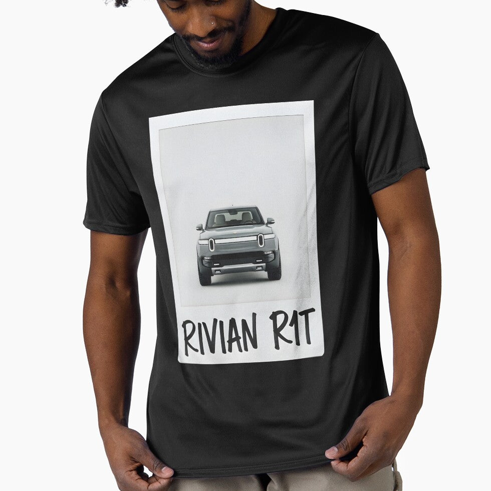 Rivian R1T Electric Adventure Truck Modern Minimalist Polaroid Art by Motorline44
