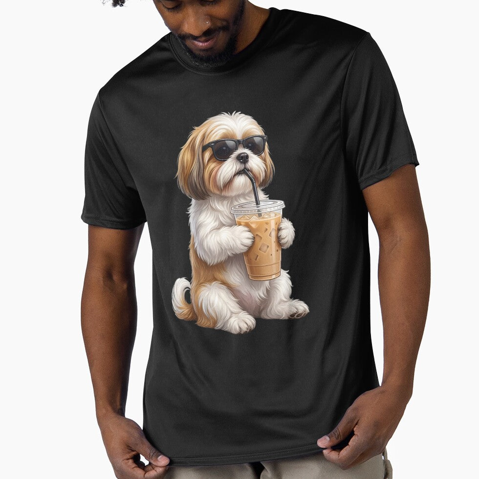 Funny Shih Tzu Drinking Iced Coffee Meme Dog Lover by TerryConnells