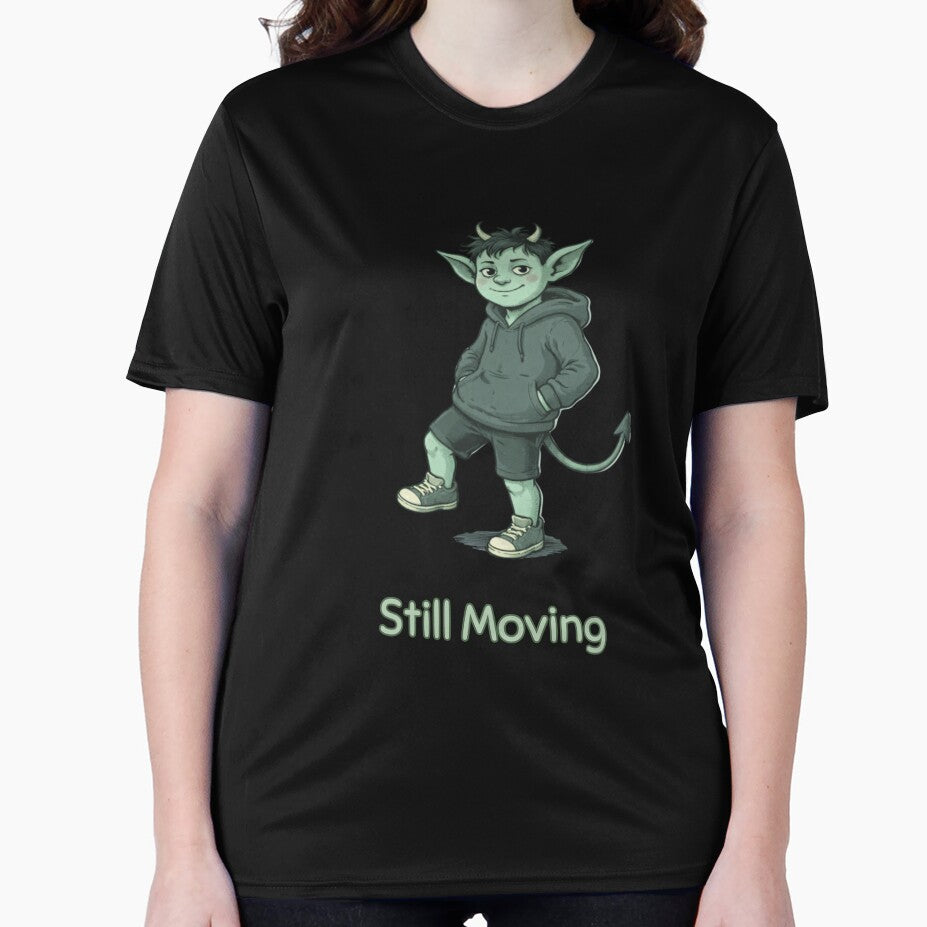 Still Moving Imp Shirt – Minimal Funny Casual Vintage Style Graphic Tee by Mythic Ink Studio