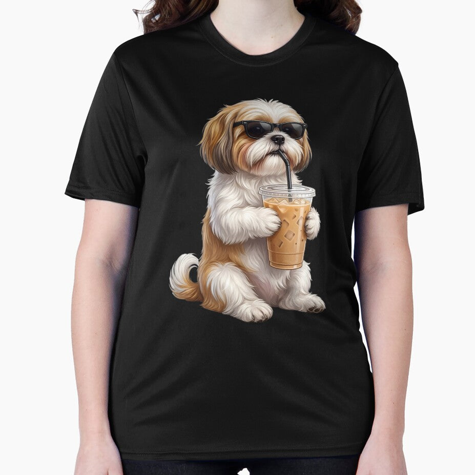 Funny Shih Tzu Drinking Iced Coffee Meme Dog Lover by TerryConnells