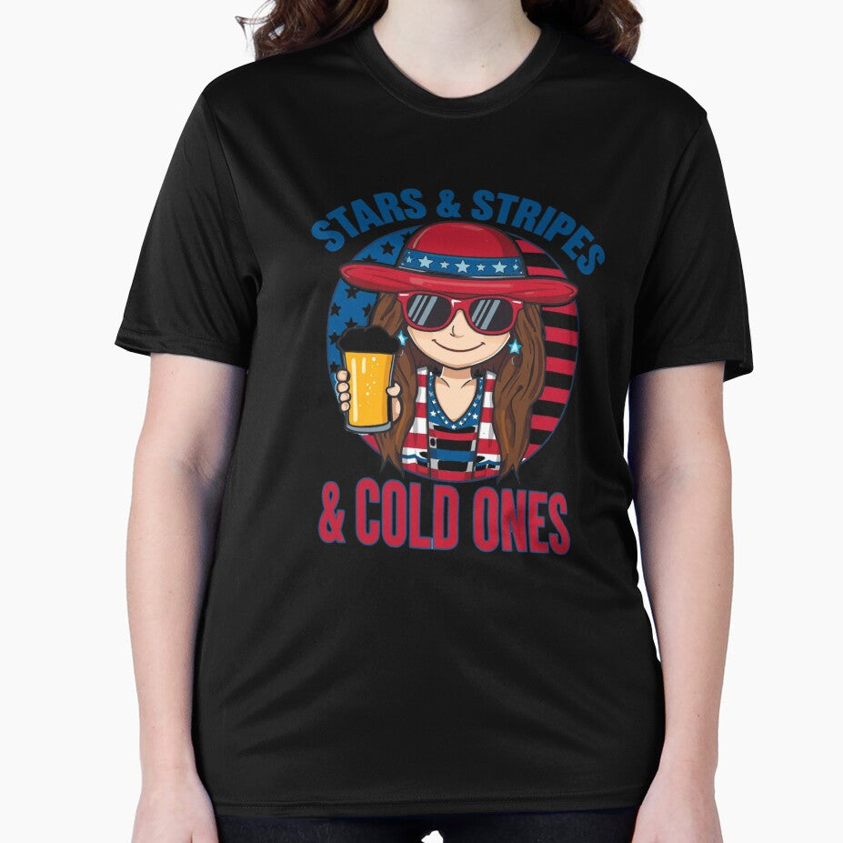 Stars and Stripes - Cold Ones Female by Gator Alley T-Shirt Shop