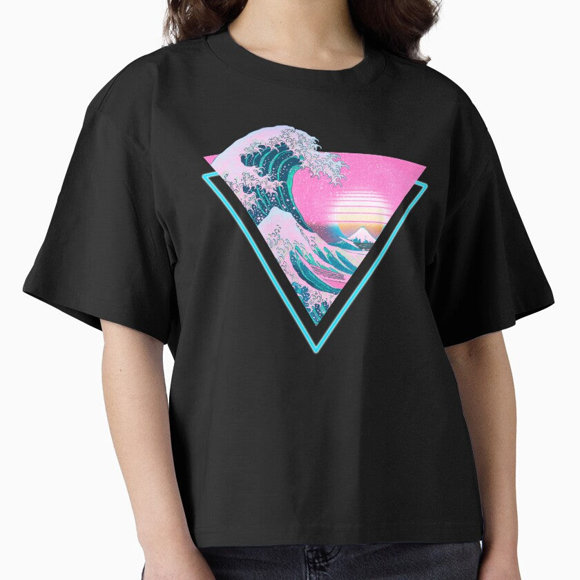 Vaporwave Aesthetic Great Wave Retro Triangle by CoitoCG