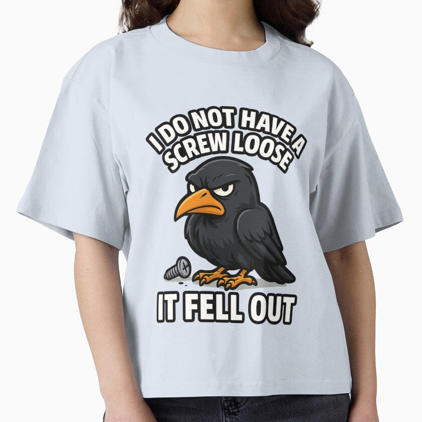 Grumpy Cartoon Crow – Funny Screw Loose Sarcasm Design by DailyDrivesct