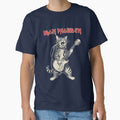 A heavy metal cat rocks out on guitar and vocals in an "Iron Meowiden" band parody design. by bluel_evin
