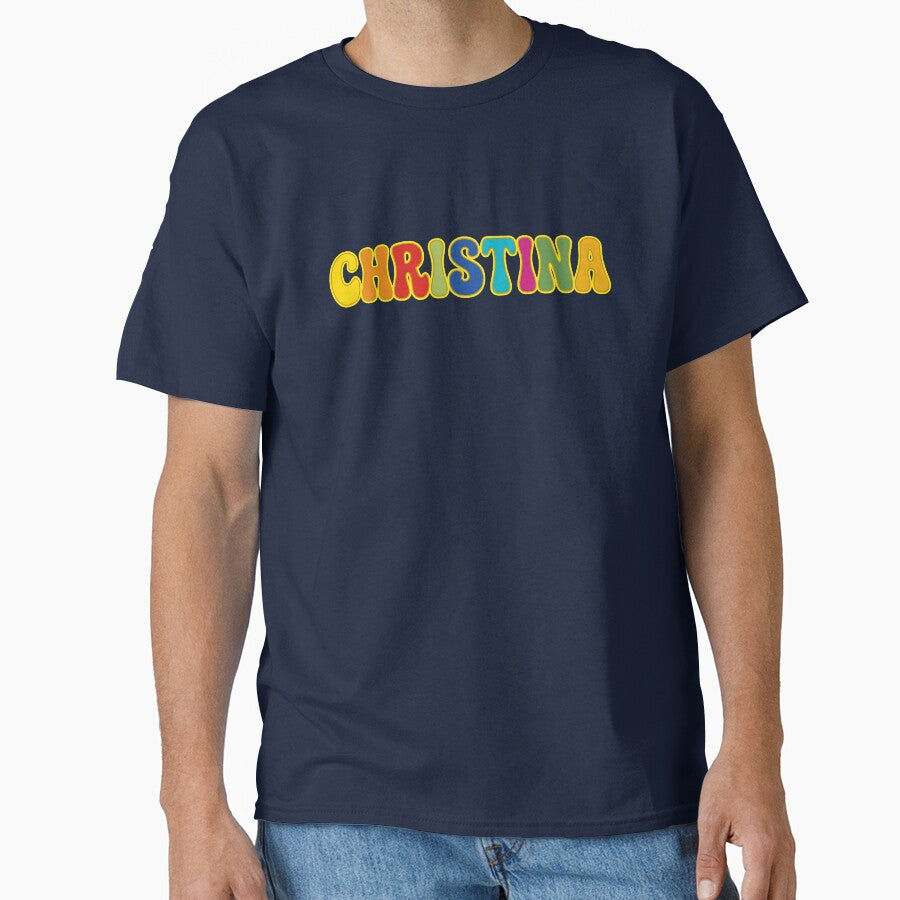 ❤️ Christina Personalized Name Wavy Retro Shirt, Coffee Mug, Sticker Gift by HelixPedia